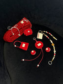 (Velvet Red)Velvet Mini Pearl Bag Charm-TENERA Accessories Collection