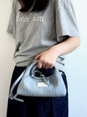 (Ash Blue)Mini Hobo Crossbody Bag-TENERA Handwoven Suede Collection