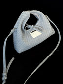(Ash Blue)Mini Hobo Crossbody Bag-TENERA Handwoven Suede Collection