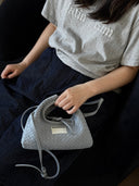 (Ash Blue)Mini Hobo Crossbody Bag-TENERA Handwoven Suede Collection