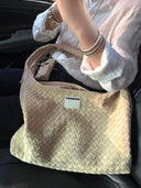 (Almond Beige)Large Hobo Bag-TENERA Handwoven Suede Collection