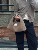 (Elephant Grey)Small Hobo Bag-TENERA Handwoven Suede Collection