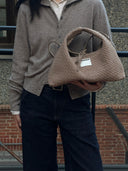 (Elephant Grey)Small Hobo Bag-TENERA Handwoven Suede Collection