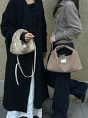 (Elephant Grey)Small Hobo Bag-TENERA Handwoven Suede Collection