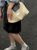 (Almond Beige)Small Hobo Bag-TENERA Handwoven Suede Collection