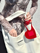 (White)Large Hobo Shoulder Bag-TENERA Velvet Collection - TENERA