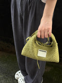 (Olive Green)Mini Hobo Crossbody Bag-TENERA Handwoven Suede Collection - TENERA