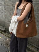 (Mocha Brown)Large Hobo Bag-TENERA Handwoven Suede Collection - TENERA