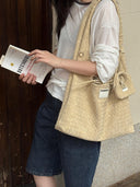 (Almond Beige)Large Hobo Bag-TENERA Handwoven Suede Collection