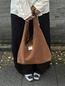 (Mocha Brown)Large Hobo Bag-TENERA Handwoven Suede Collection - TENERA