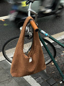(Mocha Brown)Large Hobo Bag-TENERA Handwoven Suede Collection - TENERA