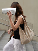 (Gold Shimmer Linen)Ballerina Linen Shoulder Bag-TENERA Ballerina Collection - TENERA