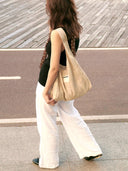 (Gold Shimmer Linen)Ballerina Linen Shoulder Bag-TENERA Ballerina Collection - TENERA