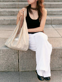 (Gold Shimmer Linen)Ballerina Linen Shoulder Bag-TENERA Ballerina Collection - TENERA