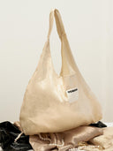 (Gold Shimmer Linen)Ballerina Linen Shoulder Bag-TENERA Ballerina Collection