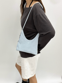 TENERA Ash Blue Still Life Suede Mini Shoulder Bag